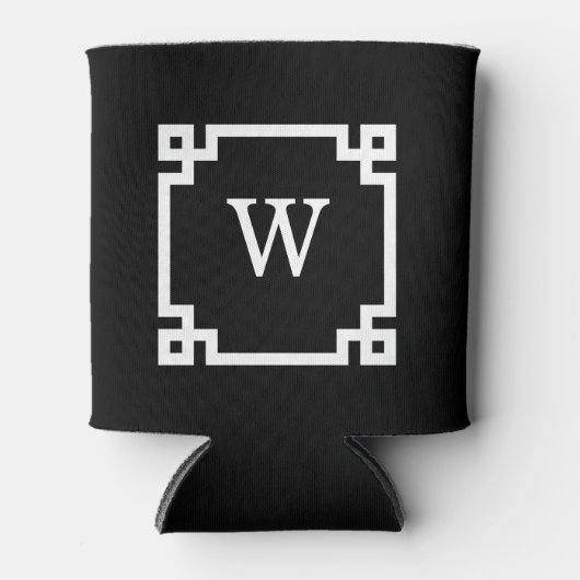 Schwarz-weißer griechischer Schlüsselrahmen #2 Dosenkühler (Vorderseite)