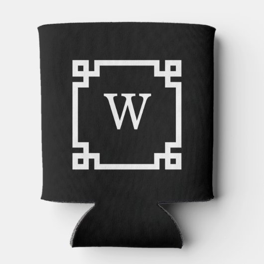 Schwarz-weißer griechischer Schlüsselrahmen #2 Dosenkühler (Rückseite)