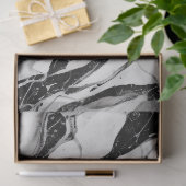 Schwarz-weißer großer Abstrakter Marmor 1a Seidenpapier (Geschenk)