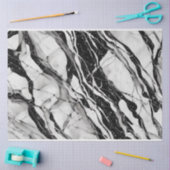 Schwarz-weißer großer Abstrakter Marmor 1a Seidenpapier (Basteln)