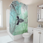 Schwarz-weißer grüner Ballon am See Duschvorhang (Beispiel)