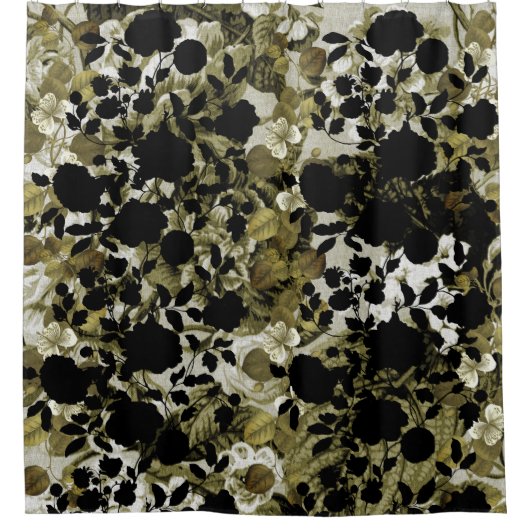 Schwarz-weißer grüner botanischer Garten Duschvorhang (Vorderseite)