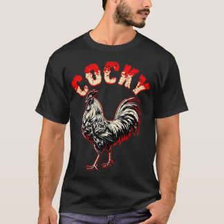 Schwarz-weißer Hahn Cocky T-Shirt