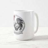 Schwarz-weißer Hahn Kaffeetasse (VorderseiteRechts)