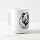 Schwarz-weißer Hahn Kaffeetasse (Vorderseite Links)