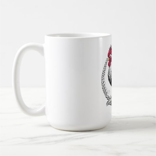 Schwarz-weißer Hahn Kaffeetasse (Links)