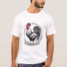 Schwarz-weißer Hahn T-Shirt