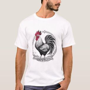 Schwarz-weißer Hahn T-Shirt