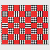 Schwarz-weißer Harlequin-Square-Shape Geschenkpapier (Flach)
