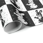 Schwarz-weißer Hasen-Prüfblock Geschenkpapier (Rolleneckpunkt)
