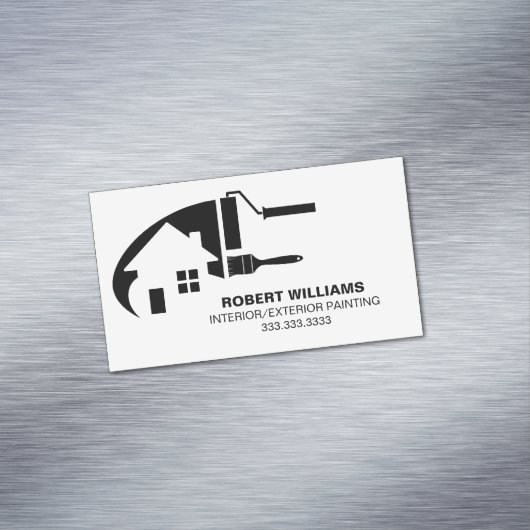 Schwarz-weißer Hausmaler Beruflich Magnetische Visitenkarte (Beispiel)