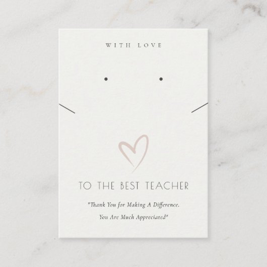 SCHWARZ-WEISSER HERZLEHRER GIFT SCHNITTSTELLE VORB PLATZKARTE (Vorderseite)