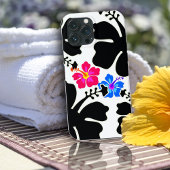 Schwarz-weißer Hibiskus Case-Mate iPhone Hülle