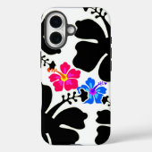 Schwarz-weißer Hibiskus Case-Mate iPhone Hülle (Rückseite)