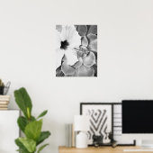 Schwarz-weißer Hibiskus Poster (Heimbüro)