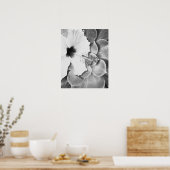 Schwarz-weißer Hibiskus Poster (Küche)