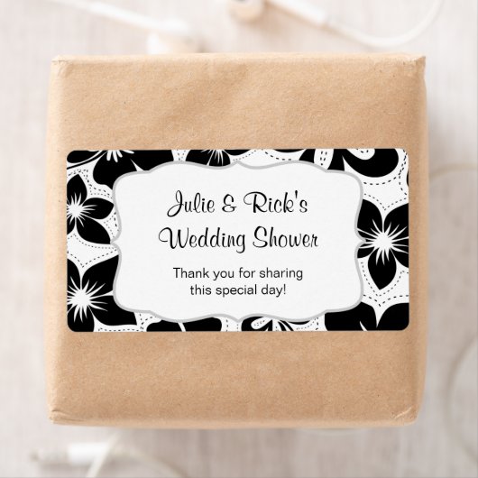 Schwarz-weißer Hibiskus Wasserflasche - anpassen! (Insitu)