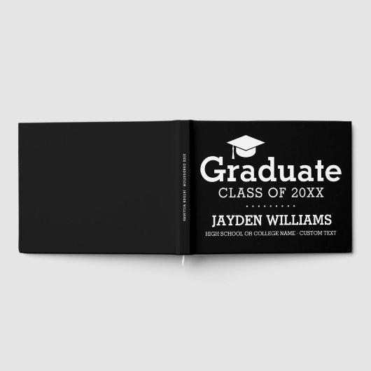 Schwarz-weißer High School Uni-Abschluss Custom Gästebuch (Voll)