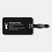 Schwarz-weißer Hirschbuckjäger Gepäckanhänger (Rückseite horizontal)