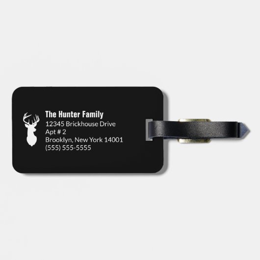 Schwarz-weißer Hirschbuckjäger Gepäckanhänger (Rückseite horizontal)