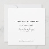 Schwarz-weißer Hochzeitsplatz für einfaches Textma Save The Date (Rückseite)