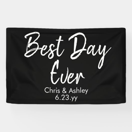 Schwarz-weißer Hochzeitstag Banner (Horizontal)