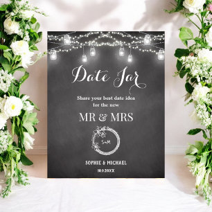 Schwarz-weißer Hochzeitstag Jar Sign Poster