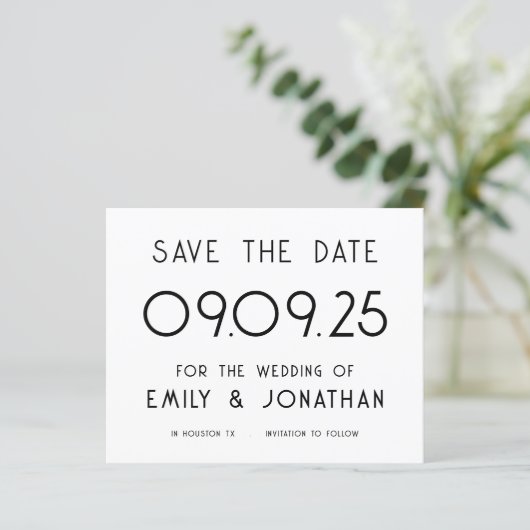 Schwarz-weißer Hochzeitstag mit Rette Großtext (Stehend Vorderseite)