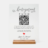 Schwarz-weißer Honeymoon Fund Qr Code Minimal Mode Acrylschild (Vorderseite)