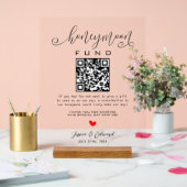 Schwarz-weißer Honeymoon Fund Qr Code Minimal Mode Acrylschild (Hochzeit)