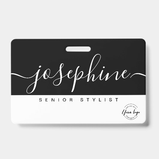 Schwarz-weißer Hübscher Skriptname Personalisiert Ausweis (Vorderseite)
