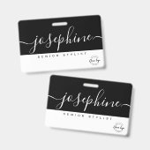 Schwarz-weißer Hübscher Skriptname Personalisiert Ausweis (Vorder- & Rückseite)