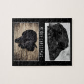 Schwarz-weißer Hund Welpe 2 Foto Collage Weihnacht Puzzle (Horizontal)