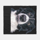 Schwarz-weißer Hundekopf Fleecedecke (Vorderseite (Horizontal))