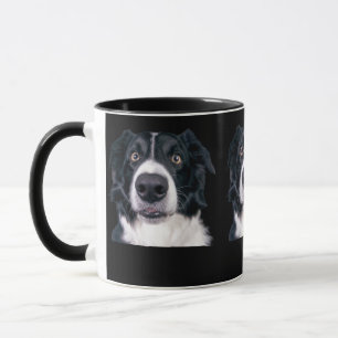 Schwarz-weißer Hundekopf Tasse