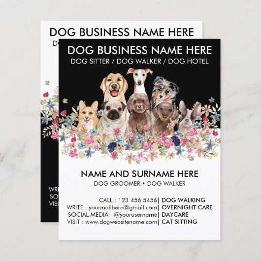 Schwarz-weißer Hundewalker (Vorne/Hinten)