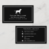 Schwarz-weißer Hundewalker Welpentrainer Sitzgeleg Visitenkarte (Vorne/Hinten)