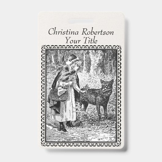 Schwarz-weißer Illustrationsrahmen für Red Riding  Ausweis (Vorderseite)