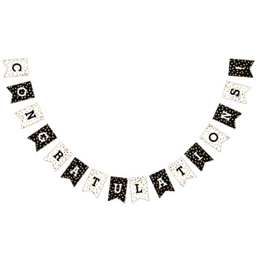 Schwarz-weißer Imitat-GoldGlitzer punktiert Wimpelkette (Alle)