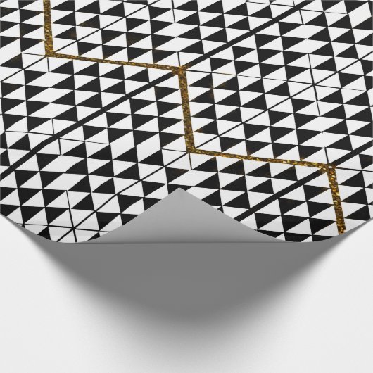 Schwarz-weißer ImitatgoldGlitter abstraktes Geschenkpapier (Ecke)