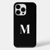Schwarz-weißer Individuelle Name Monogram Stilvoll iPhone Hülle (Rückseite)