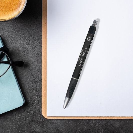 Schwarz-weißer inspirierender Zitat-Abschluss Kugelschreiber