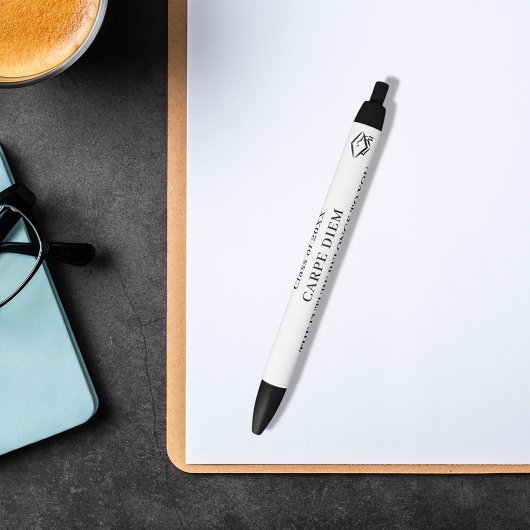 Schwarz-weißer inspirierender Zitat-Abschluss Kugelschreiber