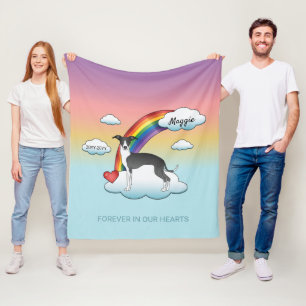 Schwarz-weißer Italian Greyhound Regenbogen-Memori Fleecedecke