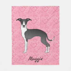 Schwarz-weißer Italienischer Windhund auf rosa Her Fleecedecke
