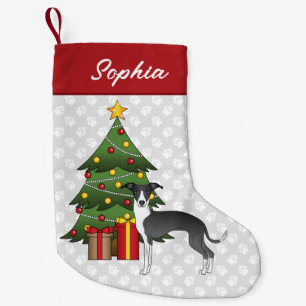 Schwarz-weißer Italienisches Windspiel & Weihnacht Kleiner Weihnachtsstrumpf