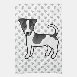 Schwarz-weißer Jack-Russell-Terrier-Hund mit glatt Geschirrtuch