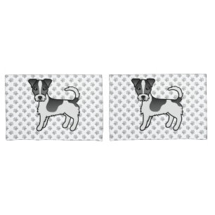 Schwarz-weißer Jack-Russell-Terrier-Hund mit rauem Kissenbezug