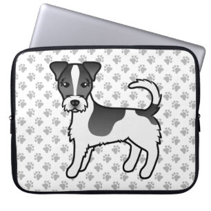 Schwarz-weißer Jack-Russell-Terrier-Hund mit rauem Laptopschutzhülle