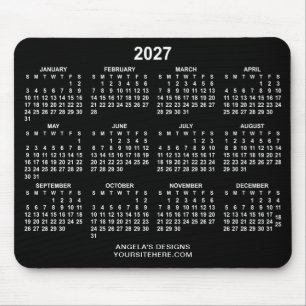 Schwarz-weißer Kalender 2027 Werbeartikel Mousepad